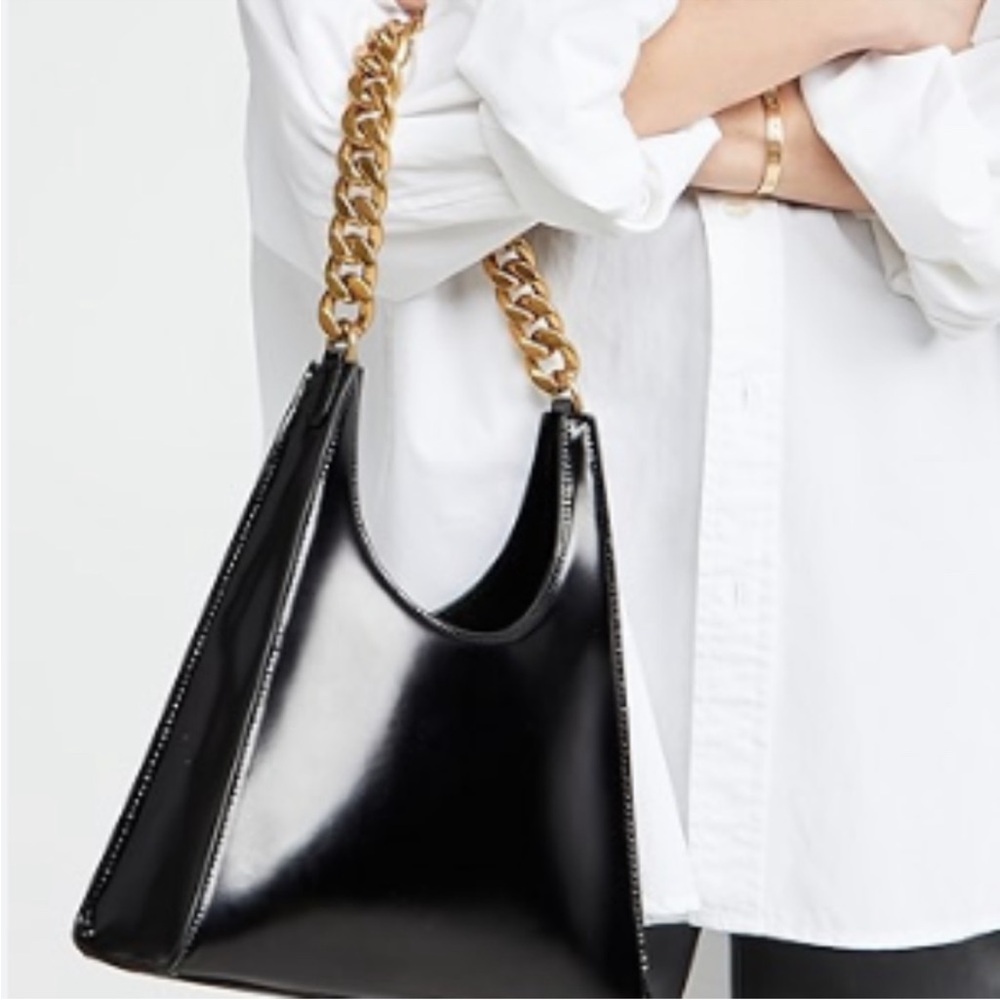 STAUD Rey black shoulder bag with gold chain - like new! Worn once